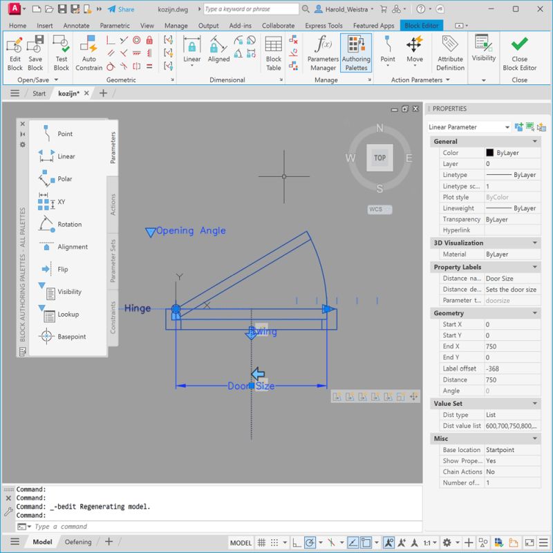 Voorbeeld Dynamic Block AutoCAD gevorderden training